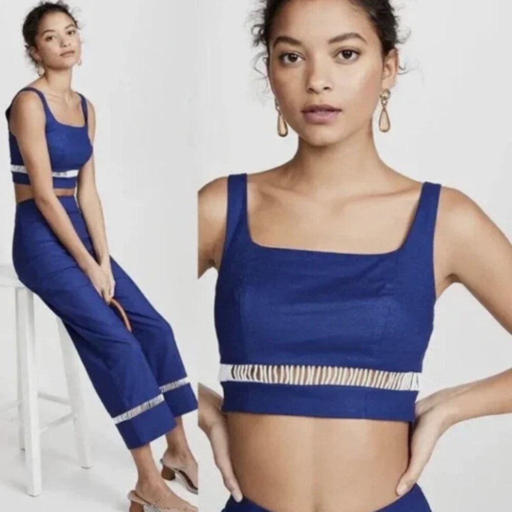 STAUD Crop Tank  & Pants Two Piece Set Size 6 Blue